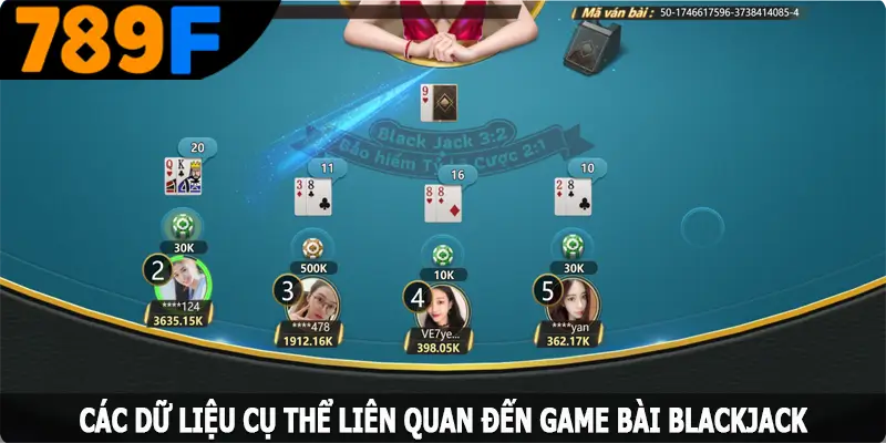 Các dữ liệu cụ thể liên quan đến game bài Blackjack
